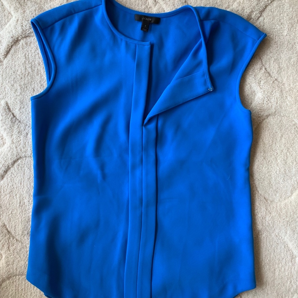 Jcrew blue cap sleeve blouse